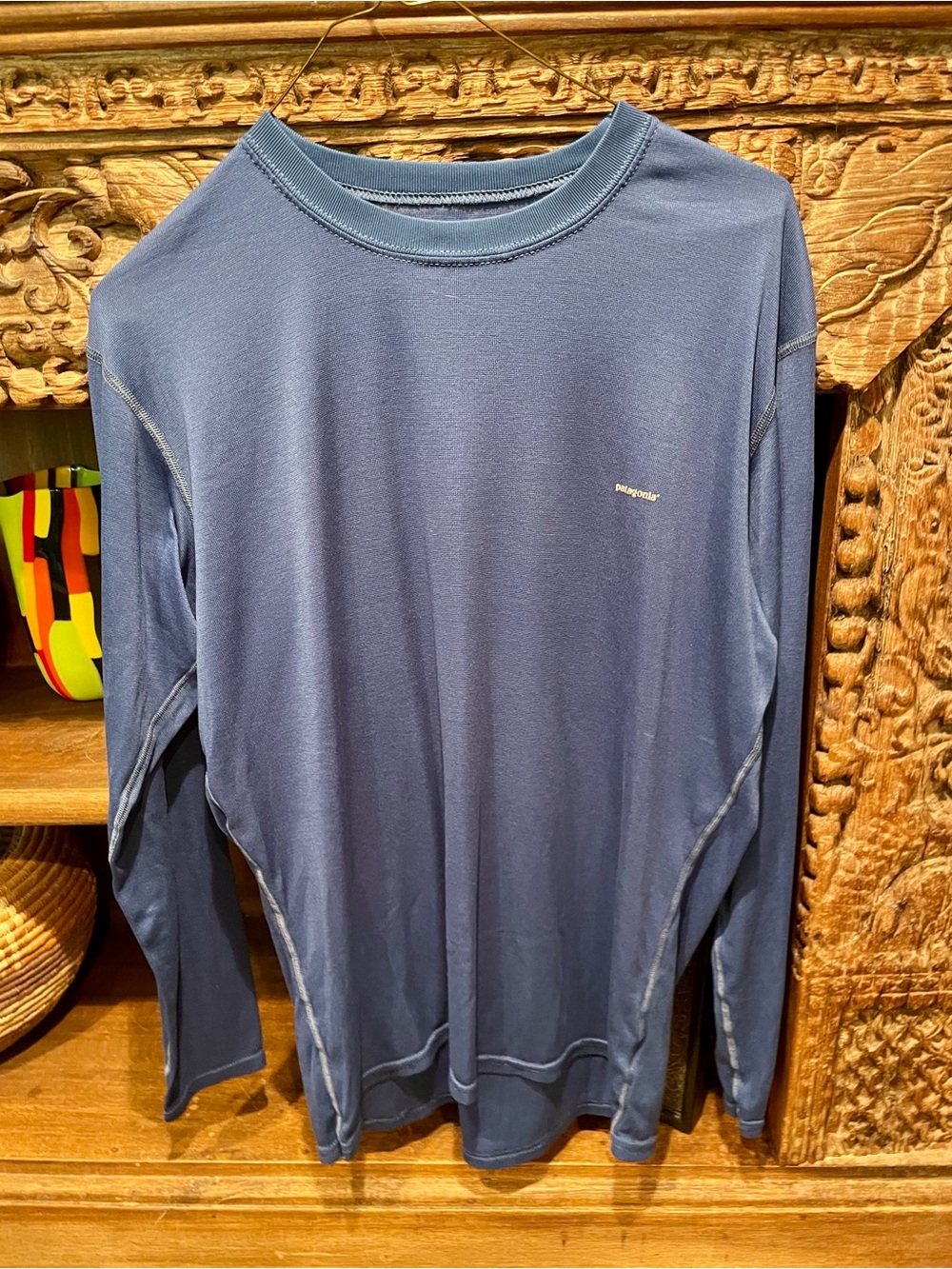 Patagonia Long-Sleeve Crewneck Tee in Slate Blue